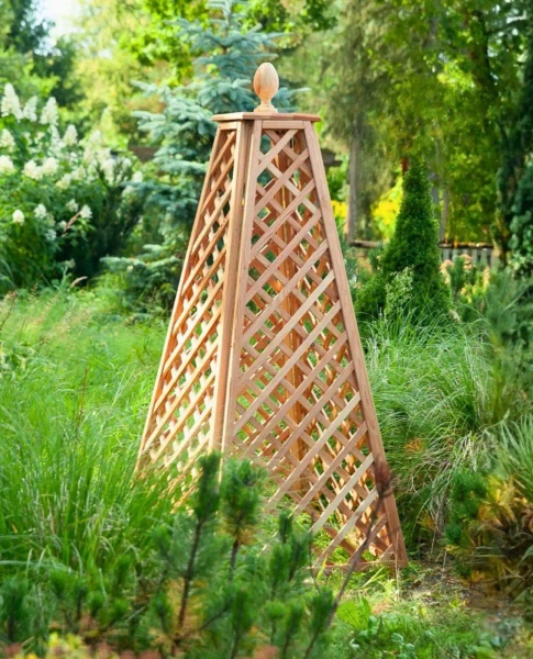 Rankhilfe Obelisk mit Kugel aus Lärche