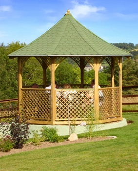 Gazebo 8-Winkel Chopin neu h315 fi336 kr.ang mit schwarzen Schindeln