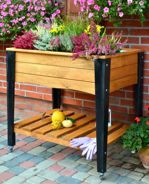 Mesa de cultivo con ruedas - Ámbar y negro - h90x70x100cm