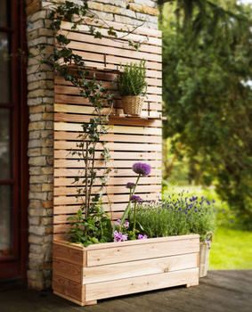 Jardinière avec panneau occultant en mélèze