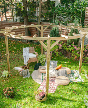 Le belvédère circulaire en bois pour jardin