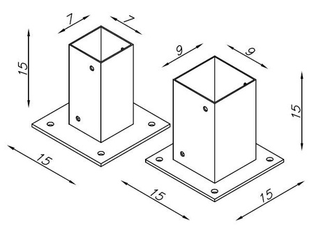 Podstawka metalowa do kantówki na beton 7 x 7 x 15 cm