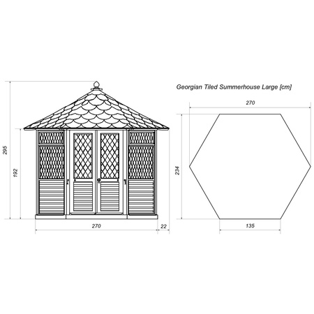 Chiosco Esagonale Georgian Medio (h285 x 240 x 208 cm)