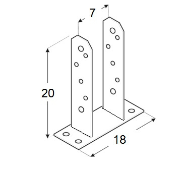 Podstawka metalowa do kantówki na beton 7 x 7 x 15 cm