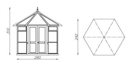 Victorian Gewächshaus Groß (h295 x 270 x 234 cm)
