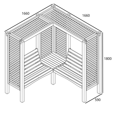 Pergola trójkątna z podwójna ławką Milton