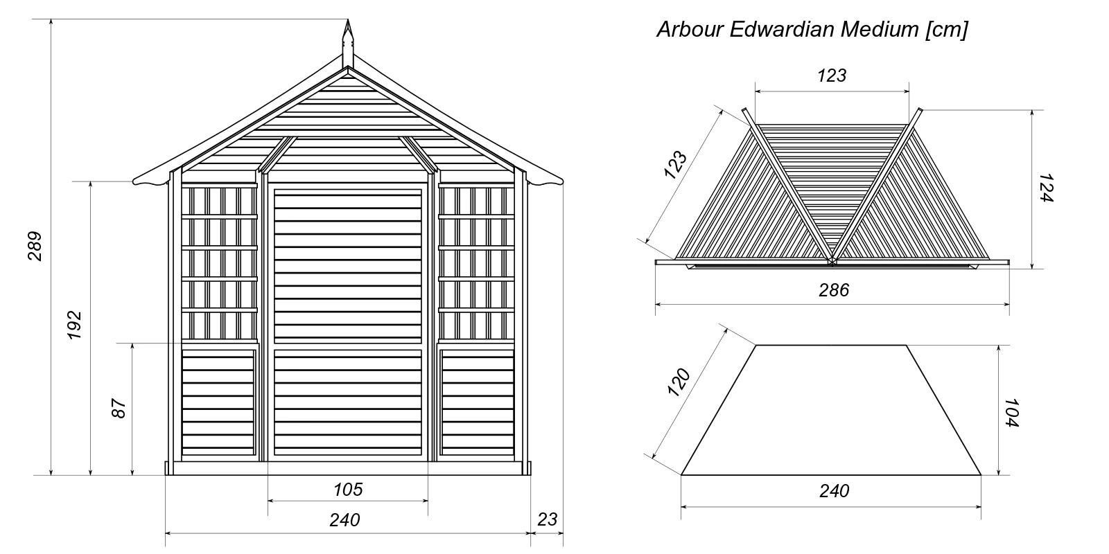 Pérgola eduardiana grande ? 265 cm