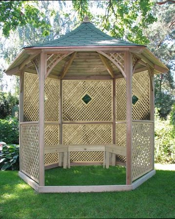 Gazebo Vivaldi 6 angles grand h315 ? 270 cm Grille Clémentine