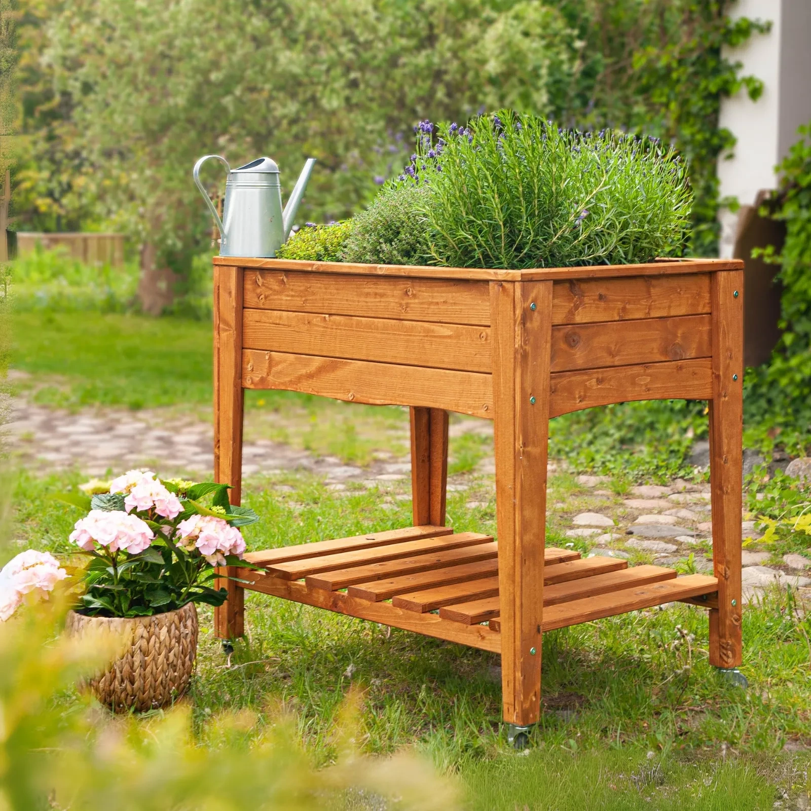 Fioriera su ruote grande - Ambra