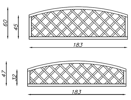 Rejilla ang. prolongación con arco h32/47/32x183