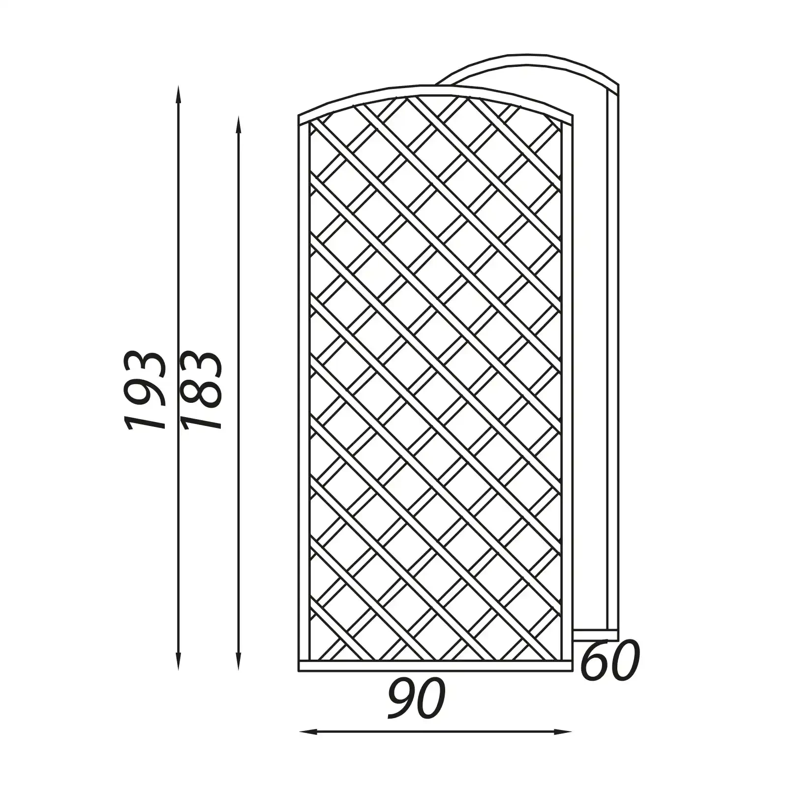 Traliccio Inglese Convesso h163/183/163 x 183 cm