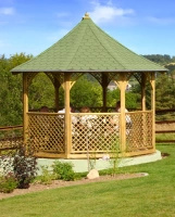 Gazebo 8-Winkel Chopin neu h315 fi336 kr.ang mit grünen Schindeln