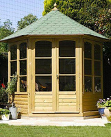 Summerhouse Harrogate medium 2 fenêtres h295 fi240 avec bardeaux verts