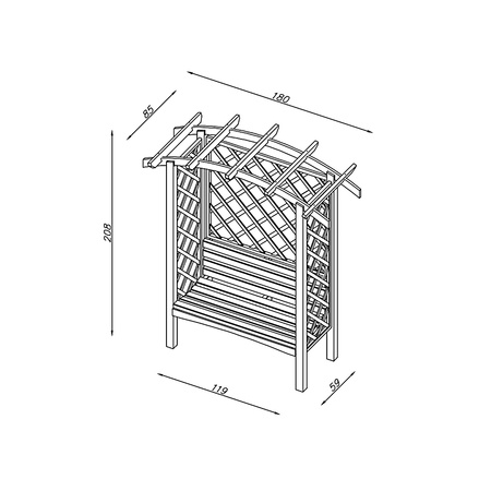 Pergola łukowa z ławką