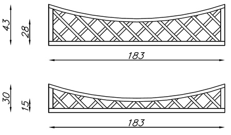 Rejilla ang. extensión del arco wkl. h43/28/43x183