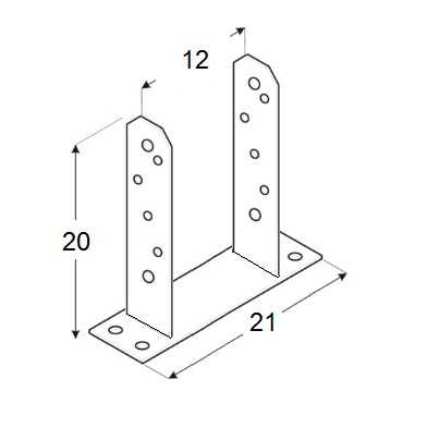 Podstawka metalowa do kantówki na beton 7 x 7 x 15 cm