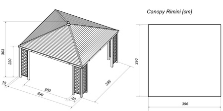 Gazebo Rimini Compatto (h303 x 296 x 296cm)