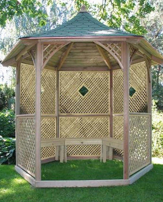 Gazebo Vivaldi 6 angles grand h315 ? 270 cm Grille Clémentine