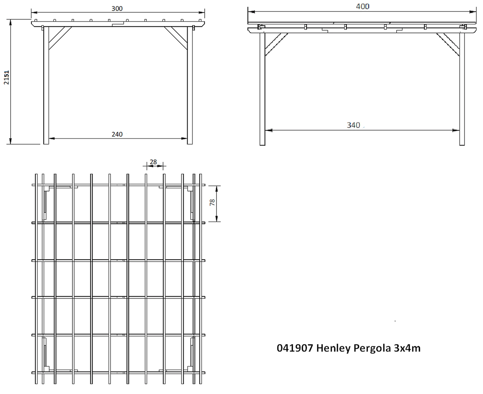 Pergola tradizionale in legno Henley