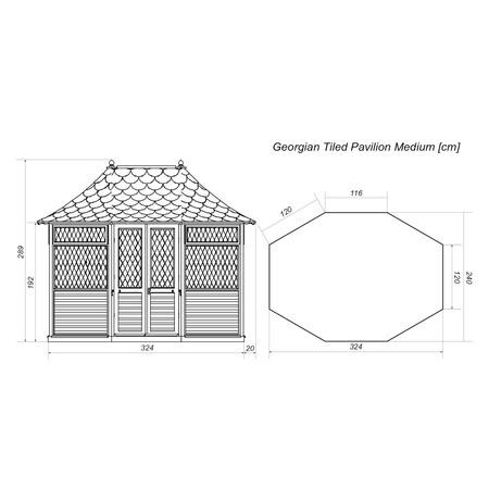 Padiglione Ottagonale Georgian Grande (h295 x 365 x 270cm)