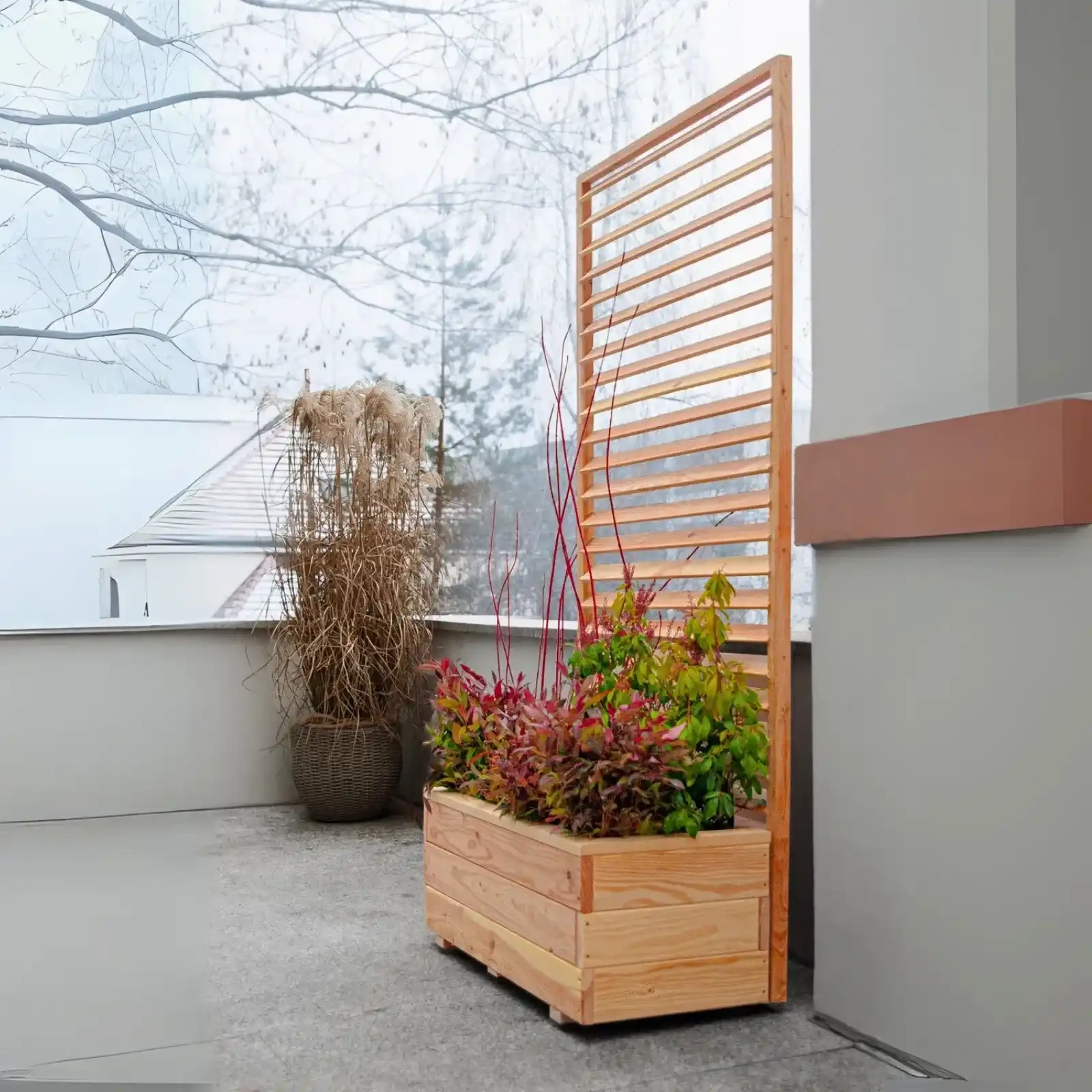 Jardinière avec panneau vénitien brise-vue persienne