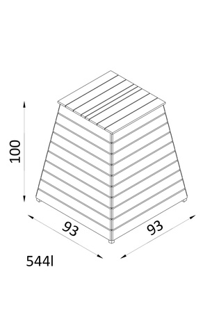 Compostador modular trapezoidal con tapa 620L H110x96x96