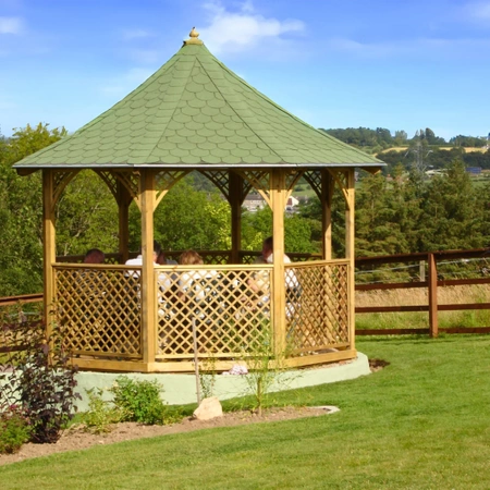 Gazebo 8-Winkel Chopin neu h315 fi336 kr.ang mit grünen Schindeln