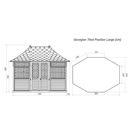 Padiglione Ottagonale Georgian Grande (h295 x 365 x 270cm)