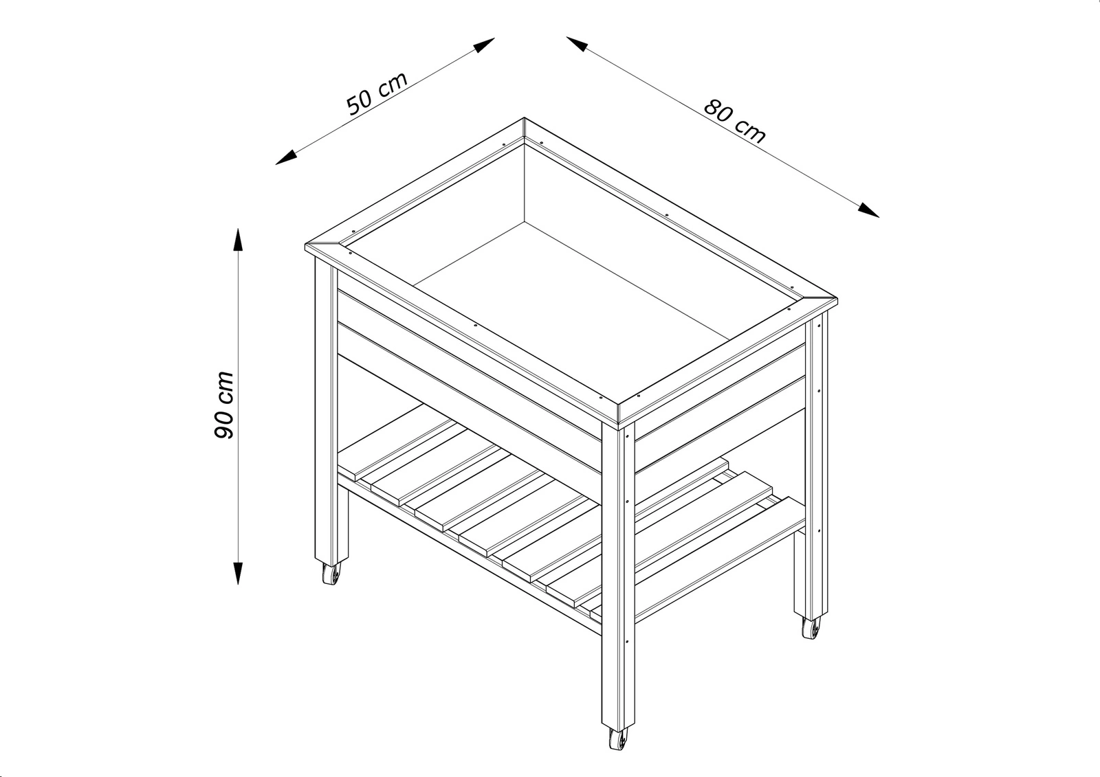 Fioriera su ruote grande - Ambra