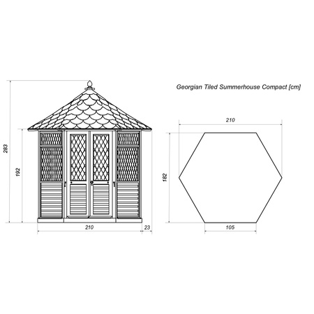 Chiosco Esagonale Georgian Medio (h285 x 240 x 208 cm)