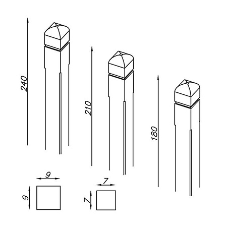 Pali decorativi 9 x 9 x 210 cm