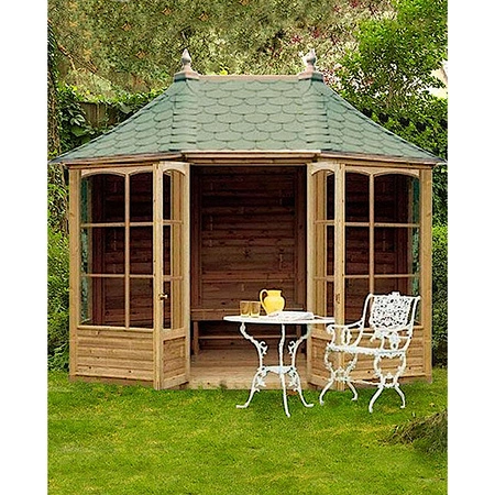 Summerhouse Harrogate Pavillon grand 4 fenêtres h310 270x370 avec bardeaux noirs