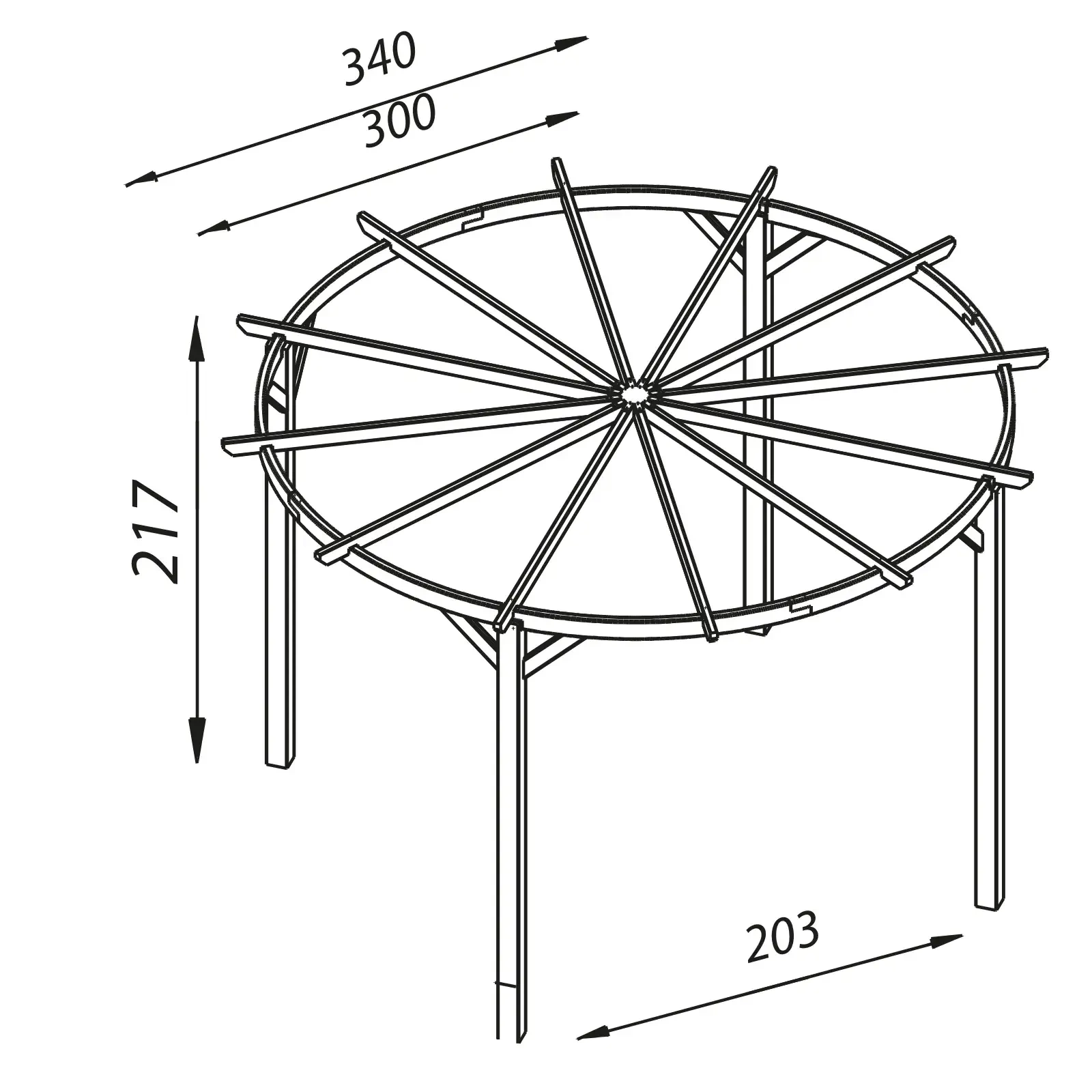 Carousel Wooden Pergola - Long Rafters