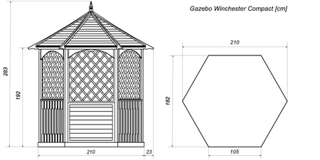 Gazebo Esagonale Winchester Grande (h295 x 270 x 234 cm)